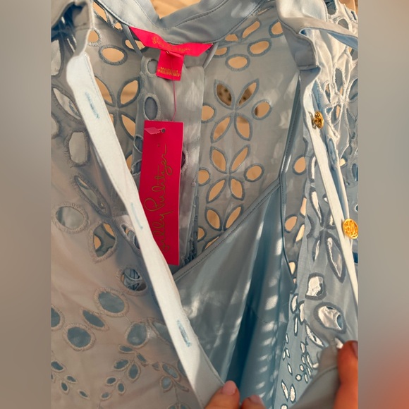 Lilly Pulitzer Zia Eyelet-Embroidered Maxi Dress in Hydra Blue Soiree color-12 - Picture 5 of 9